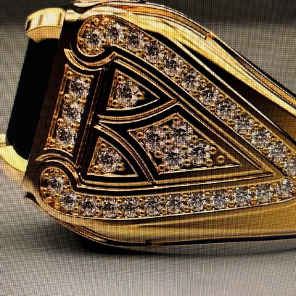 MENS GOLD PLATED GREEN STONE RING - Picture 10 of 13